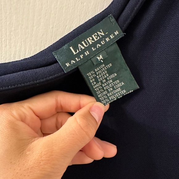 Lauren Ralph Lauren Vintage One Shoulder Navy Gown Medium - Picture 4 of 5